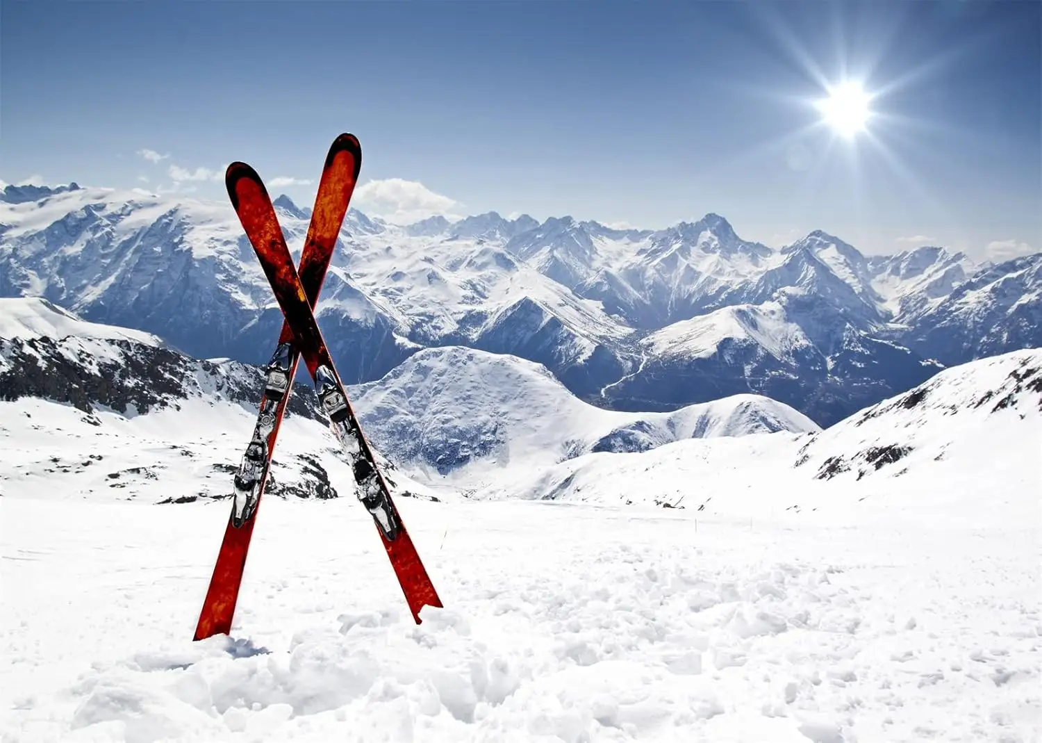Outdoor Sport Background - アルプス白雪山頂スノーボードスキースポーツアウトドアアドベンチャースキーパーティー写真背景写真撮影背景スタジオ