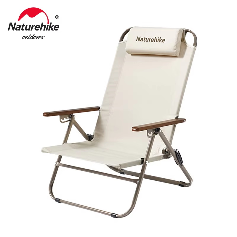 Outdoor Sport Chairs - Naturehike T02 調節可能な折りたたみリクライニングチェア キャンプ用ハイバックフィットラウンジチェア アウトドアポータブル背もたれ付きレジャーチェア アームレスト付き