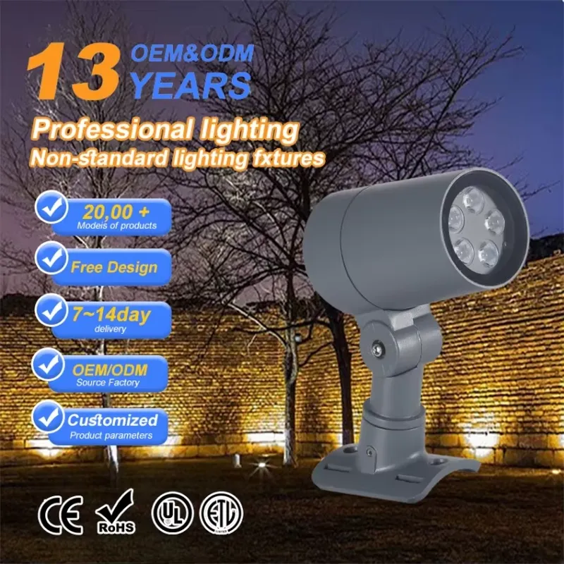 Outdoor Spotlight - 12W IP65 屋外ガーデン景観用スパイクランプ LED 建築倉庫スポットライト用 OEM