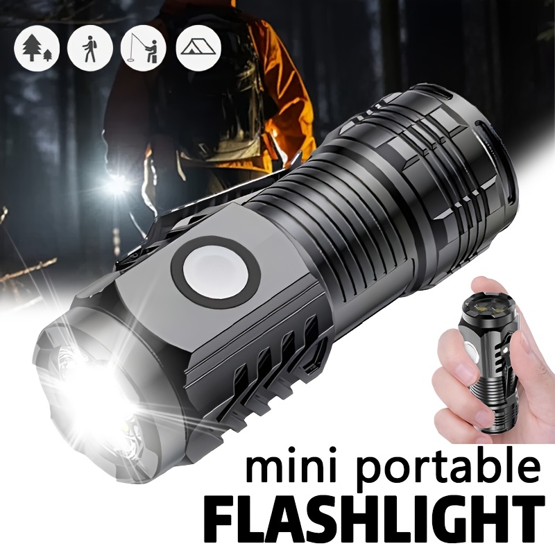 Outdoor Spotlight - ペンクリップ付きミニ3LED懐中電灯、夜間ウォーキング、ポータブル明るさ調整機能、充電式防水緊急スポットライト屋外用トーチ