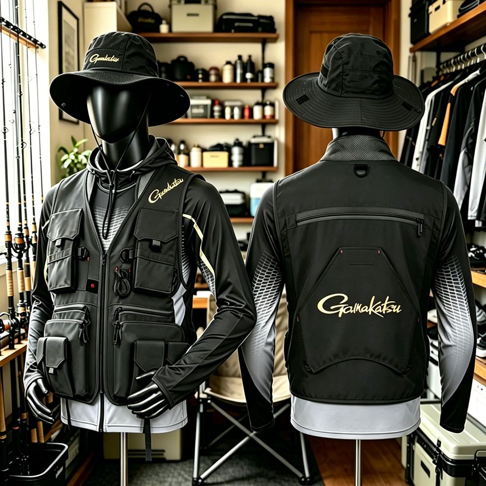Outdoor Sport Jacket - Gamakatsu メンズ マルチポケット フィッシング ベスト 速乾性
