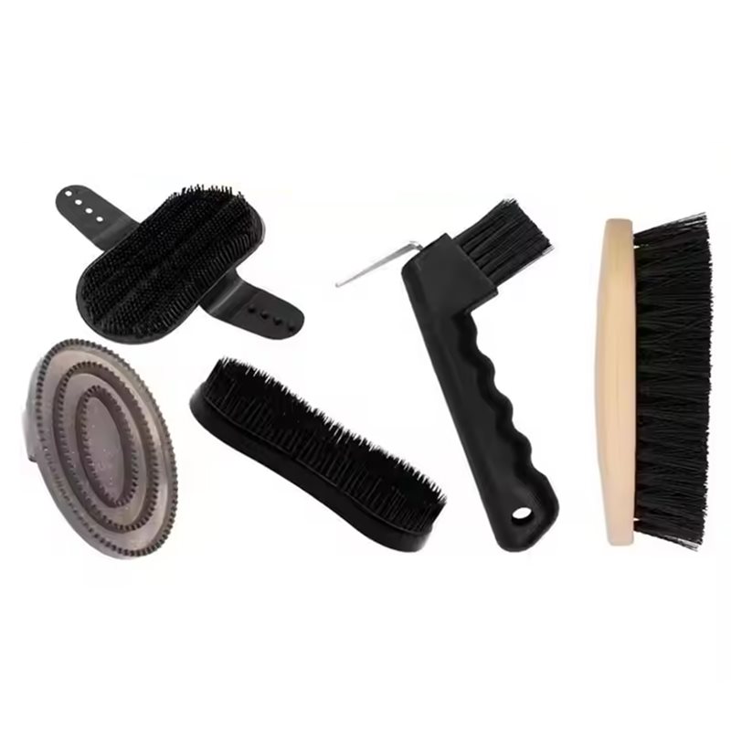 Grooming Kit Horse - 【特別商品】馬用グルーミングキット5点セット コーム、ボディブラシ、蹄ピックなど、馬やポニー用の完全ケアセット