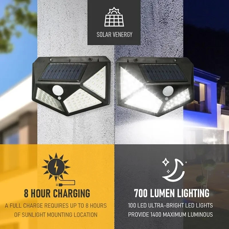 Outdoor Spotlight - 100Led 多機能ソーラーランプ屋外庭の装飾ソーラーライト防水太陽光発電スポットライトモーションセンサー付き