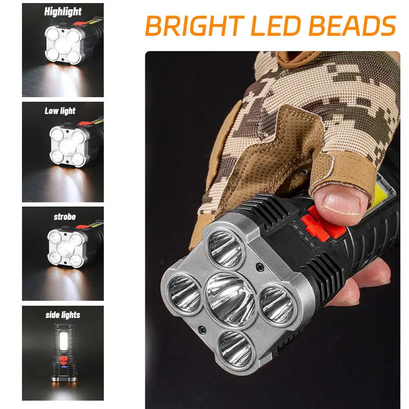 5 LED ハイパワー LED 懐中電灯 充電式キャンプ用ス - Outdoor Spotlight のレビューと価格