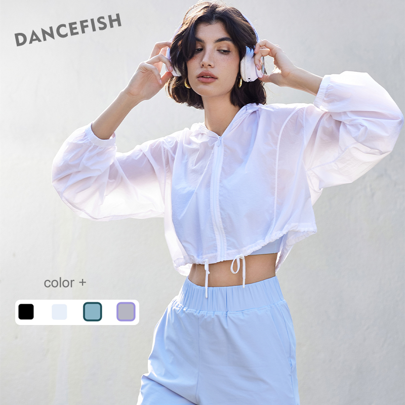 Dancefish-女性用軽量長袖ヨガジャケット、ルーズフー - Outdoor Sport Jacket のレビューと価格