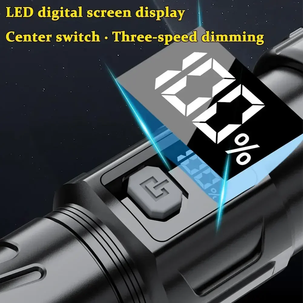 超高輝度 LED 懐中電灯 USB 充電式トーチ屋外ズーム釣 - Outdoor Spotlight のレビューと価格