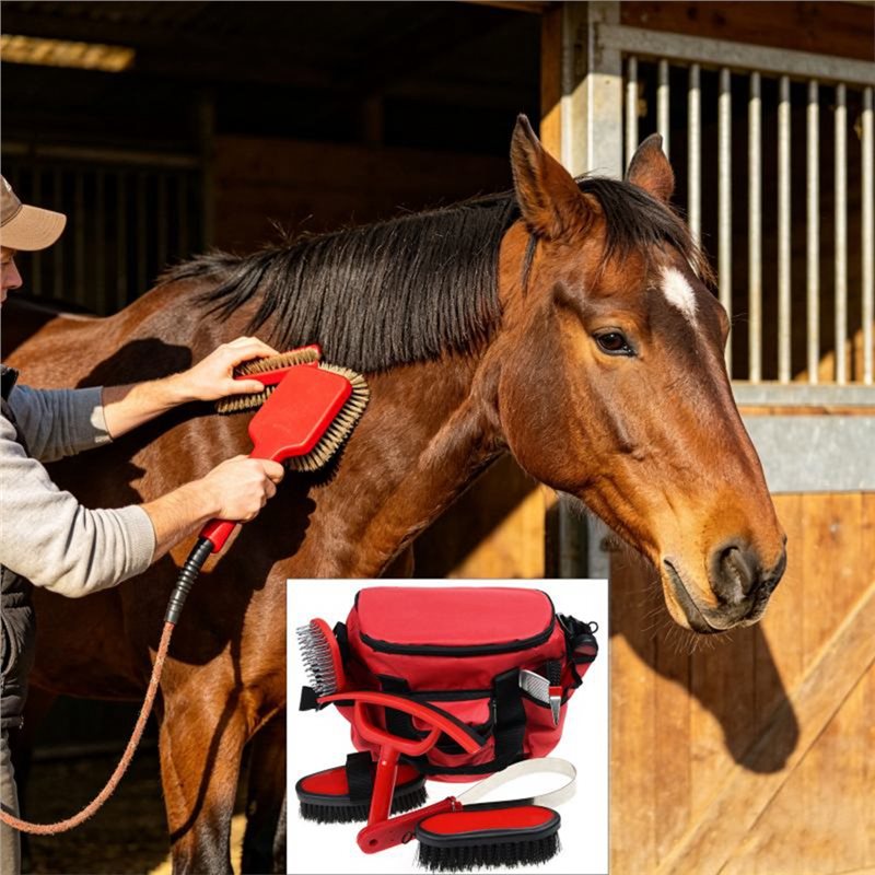 【特別】9点セットの馬用グルーミングキット、トートバッグ付き - Grooming Kit Horse のレビューと価格